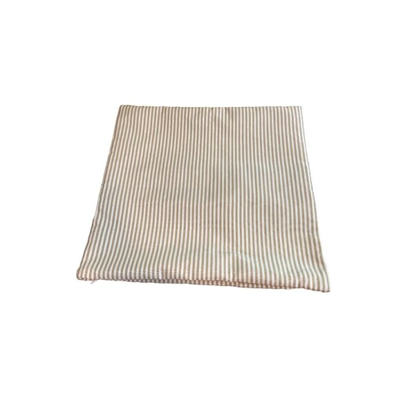 Pilllow Covers Striped Beige & Brown Faux Leather Accent 17x17 Set Of 2 - Picture 3 of 4